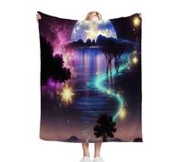 Dozrmey 3D Printing Flannel Blanket Colourful Planet, 40"x50" Size Throw Lightweight Warm Perfect for Lounging, Reading, Movie Nights, Machine Washable for Easy Care, for All Season, AQ3932