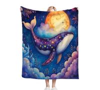 Dozrmey 3D Printing Flannel Blanket Whale, 40"x50" Size Throw Lightweight Warm Perfect for Lounging, Reading, Movie Nights, Machine Washable for Easy Care, for All Season C170