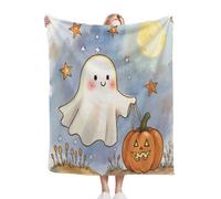 Dozrmey 3D Printing Flannel Blanket White Ghost, 40"x50" Size Throw Lightweight Warm Perfect for Lounging, Reading, Movie Nights, Machine Washable for Easy Care, for All Season, AQ152