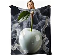 Dozrmey 3D Printing Throw Blanket, White Cherry 40x50 inch, AQ2336