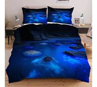 Dozrmey Bedding Set King Size 240x220 Blue River, 3d Print Ultra Soft Microfiber Duvet Cover 3 Pcs with Zipper and Corner Tie, Easy Care Aesthetic Quilt Covers King Size