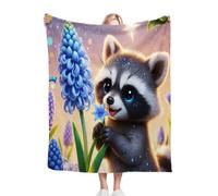 Dozrmey Blanket King Size 86x94 Inch Colourful Raccoon, 3D Printed Microfiber Sofa Warm Throw King Size 86 x 94 Inch, Soft Thick Bedspread Blanket for Bed, Living Room, Office L97-