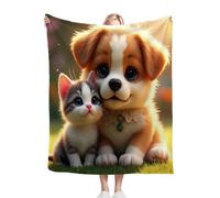Dozrmey Blanket Unisex 30x40 Inch Cat and Dog, Ultra Soft Toddlers Flannel Plush Blankets for Boy Girl, Unisex Breathable Kids Blanket 30" x 40" for Gift Birthday Party C175