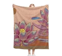 Dozrmey Blanket Unisex 30x40 Inch Pink Oil Painting Lotus Flowers, Ultra Soft Toddlers Flannel Plush Blankets for Boy Girl, Unisex Breathable Kids Blanket 30" x 40" for Gift Birthday Party