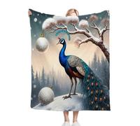 Dozrmey Blankets Kids 40x50 Inch Animal Peacock, Premium 3D Prints Throw Blanket for Boys Girls, Comfortable Microfiber Fluffy Flannel Blankets for Picnic Travel Gift, 40" x 50" D129