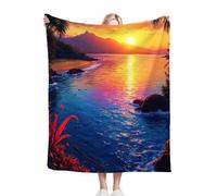 Dozrmey Blankets Kids 40x50 Inch Coastal Landscape, Premium 3D Prints Throw Blanket for Boys Girls, Comfortable Microfiber Fluffy Flannel Blankets for Picnic Travel Gift, 40" x 50"#1