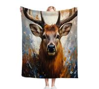 Dozrmey Cozy Fleece Throw Brown Deer, 50x60 Inch Large Soft Blanket for Sofa Single Bed Airbed, for Family and Friends, Warm Breathable Throw for Boys Girls Teens, AQ2307
