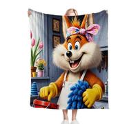 Dozrmey Cozy Fleece Throw Cartoon Squirrel, 50x60 Inch Large Soft Blanket for Sofa Single Bed Airbed, for Family and Friends, Warm Breathable Throw for Adults D226-