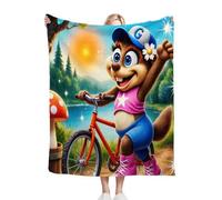 Dozrmey Cozy Fleece Throw Cartoon Squirrel, 50x60 Inch Large Soft Blanket for Sofa Single Bed Airbed, for Family and Friends, Warm Breathable Throw for Adults D232-
