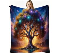 Dozrmey Cozy Fleece Throw Colourful Trees, 50x60 Inch Large Soft Blanket for Sofa Single Bed Airbed, for Family and Friends, Warm Breathable Throw for Boys Girls Teens, AW4785