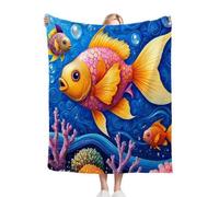 Dozrmey Cozy Fleece Throw Goldfish, 50x60 Inch Large Soft Blanket for Sofa Single Bed Airbed, for Family and Friends, Warm Breathable Throw for Adults D172-