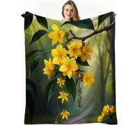 Dozrmey Cozy Fleece Throw Green Forest, 50x60 Inch Large Soft Blanket for Sofa Single Bed Airbed, for Family and Friends, Warm Breathable Throw for Boys Girls Teens, AW4431