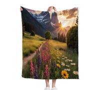 Dozrmey Cozy Fleece Throw Green Meadow, 50x60 Inch Large Soft Blanket for Sofa Single Bed Airbed, for Family and Friends, Warm Breathable Throw for Boys Girls Teens, AQ2313