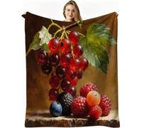 Dozrmey Cozy Fleece Throw Red Grapes, 50x60 Inch Large Soft Blanket for Sofa Single Bed Airbed, for Family and Friends, Warm Breathable Throw for Boys Girls Teens, AW4575