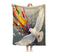 Dozrmey Cozy Fleece Throw White Dove, 50x60 Inch Large Soft Blanket for Sofa Single Bed Airbed, for Family and Friends, Warm Breathable Throw for Boys Girls Teens, AQ2319