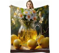 Dozrmey Cozy Fleece Throw Yellow Lemons, 50x60 Inch Large Soft Blanket for Sofa Single Bed Airbed, for Family and Friends, Warm Breathable Throw for Boys Girls Teens, AW4635