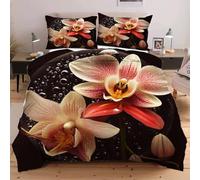 Dozrmey Double Bedding Duvet Set 200x200 Pink Flower, 120gsm Soft Microfiber Duvet Cover Sets Bed with 2 Pillowcases, Double Quilt Cover with Zipper Closure for Adults Teens,A3