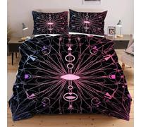 Dozrmey Double Bedding Duvet Set 200x200 Pink Pattern, 120gsm Soft Microfiber Duvet Cover Sets Bed with 2 Pillowcases, Double Quilt Cover with Zipper Closure for Adults Teens,A1