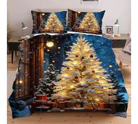 Dozrmey Double Bedding Duvet Set White Christmas Tree, Easy Care Reversible Quilt Covers for Teens Adults - 1 Quilt Covers (78"x78") with Zipper Closure + 2 Pillowcases (19"x29"),A1