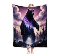 Dozrmey Flannel Bed Blanket Black Bear, 60x80 Inch 3D Print Flannel Throw Large Enough for Double Bed Couples and Spreading on Large Sofas, Extra Warm and Soft for Master Bedroom D396