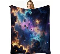 Dozrmey Flannel Bed Blanket blue Starry Sky, 60x80 Inch 3D Print Flannel Throw Large Enough for Double Bed Couples and Spreading on Large Sofas, Extra Warm and Soft for Master Bedroom, AQ8380