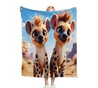 Dozrmey Flannel Bed Blanket Brown Hyena, 60x80 Inch 3D Print Flannel Throw Large Enough for Double Bed Couples and Spreading on Large Sofas, Extra Warm and Soft for Master Bedroom L70-