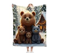 Dozrmey Flannel Bed Blanket Cartoon Bear, 60x80 Inch 3D Print Flannel Throw Large Enough for Double Bed Couples and Spreading on Large Sofas, Extra Warm and Soft for Master Bedroom C136