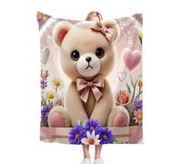 Dozrmey Flannel Bed Blanket Cartoon Bear, 60x80 Inch 3D Print Flannel Throw Large Enough for Double Bed Couples and Spreading on Large Sofas, Extra Warm and Soft for Master Bedroom D176