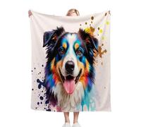 Dozrmey Flannel Bed Blanket Colourful Shepherd, 60x80 Inch 3D Print Flannel Throw Large Enough for Double Bed Couples and Spreading on Large Sofas, Extra Warm and Soft for Master Bedroom, AQ1948