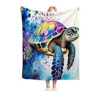 Dozrmey Flannel Bed Blanket Colourful Tortoise, 60x80 Inch 3D Print Flannel Throw Large Enough for Double Bed Couples and Spreading on Large Sofas, Extra Warm and Soft for Master Bedroom, AQ1918