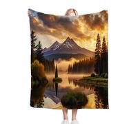 Dozrmey Flannel Bed Blanket Green Landscape, 60x80 Inch 3D Print Flannel Throw Large Enough for Double Bed Couples and Spreading on Large Sofas, Extra Warm and Soft for Master Bedroom, AQ2338