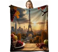 Dozrmey Flannel Bed Blanket Yellow Landscape, 60x80 Inch 3D Print Flannel Throw Large Enough for Double Bed Couples and Spreading on Large Sofas, Extra Warm and Soft for Master Bedroom, AW4798