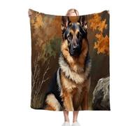 Dozrmey Flannel Bed Blanket Yellow Shepherd, 60x80 Inch 3D Print Flannel Throw Large Enough for Double Bed Couples and Spreading on Large Sofas, Extra Warm and Soft for Master Bedroom, AQ1666