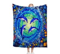 Dozrmey Flannel Blanket King Size Animal Dolphin, Large Flannel Bed Cover for Family Beds, Large Sofas, Guest Rooms, Ideal for Family Sleepovers, Winter Warmth, Full-Room Decoration D320