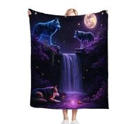 Dozrmey Flannel Blanket King Size Animal Wolf, Large Flannel Bed Cover for Family Beds, Large Sofas, Guest Rooms, Ideal for Family Sleepovers, Winter Warmth, Full-Room Decoration C290