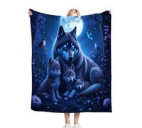 Dozrmey Flannel Blanket King Size Animal Wolf, Large Flannel Bed Cover for Family Beds, Large Sofas, Guest Rooms, Ideal for Family Sleepovers, Winter Warmth, Full-Room Decoration C316