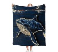 Dozrmey Flannel Blanket King Size Blue Whale, Large Flannel Bed Cover for Family Beds, Large Sofas, Guest Rooms, Ideal for Family Sleepovers, Winter Warmth, Full-Room Decoration, AQ2363