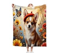 Dozrmey Flannel Blanket King Size Brown Dog, Large Flannel Bed Cover for Family Beds, Large Sofas, Guest Rooms, Ideal for Family Sleepovers, Winter Warmth, Full-Room Decoration D96-