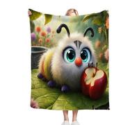 Dozrmey Flannel Blanket King Size White Insect, Large Flannel Bed Cover for Family Beds, Large Sofas, Guest Rooms, Ideal for Family Sleepovers, Winter Warmth, Full-Room Decoration, AQ2255