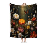 Dozrmey Flannel Blanket King Size Yellow Butterfly, Large Flannel Bed Cover for Family Beds, Large Sofas, Guest Rooms, Ideal for Family Sleepovers, Winter Warmth, Full-Room Decoration, AQ2267
