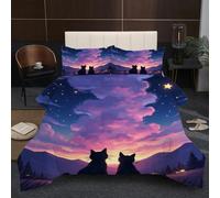 Dozrmey King Duvet Set 2.4kg | Animal Cat, Reinforced U-shaped Quilting, 200GSM High-Loft Cotton, Durable Microfiber Resists Pilling Over Time, 3D Quilt 94" x 86" B159