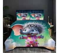 Dozrmey King Duvet Set | Grey Elephant, Generous Coverage Design, 200GSM Cotton Fill for Ample Warmth, Fluffy Microfiber for Master Bedroom, 3D Reversible Comforter 90" x 86" J189-