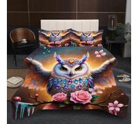 Dozrmey King Duvet Set | Owl, Generous Coverage Design, 200GSM Cotton Fill for Ample Warmth, Fluffy Microfiber for Master Bedroom, 3D Reversible Comforter 90" x 86" C397