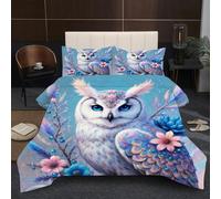 Dozrmey King Duvet Set | Owl, Generous Coverage Design, 200GSM Cotton Fill for Ample Warmth, Fluffy Microfiber for Master Bedroom, 3D Reversible Comforter 90" x 86" C395
