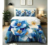 Dozrmey King Size Bedding Duvet Cover Sets Blue Painting, AQ4372