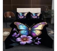 Dozrmey King Size Bedding Set | Animal Butterfly, Statement 3D Artwork Design, 200GSM Cotton Filled Comforter, Soft Microfiber, Elevates Bedroom Decor, 230x220 cm - 50x75 cm B336