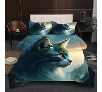 Dozrmey King Size Bedding Set | Animal Cat, 3D Printed Comforter 240 x 220 cm with 200GSM Cotton, Hotel-Grade Microfiber for Executive Bedroom Comfort, Duvet 2.4 kg B358