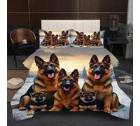 Dozrmey King Size Bedding Set | Animal Dog, Statement 3D Artwork Design, 200GSM Cotton Filled Comforter, Soft Microfiber, Elevates Bedroom Decor, 230x220 cm - 50x75 cm B362