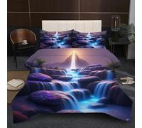 Dozrmey King Size Bedding Set | Waterfall, 3D Printed Comforter 240 x 220 cm with 200GSM Cotton, Hotel-Grade Microfiber for Executive Bedroom Comfort, Duvet 2.4 kg B350