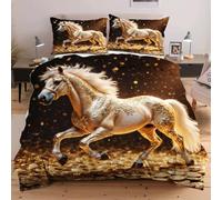 Dozrmey King Size Bedding Sets Animal Horse, 120gsm Microfiber Bedding Duvet Cover Sets 3 Pcs with Pillowcases, Quilt Cover King Bed Cover Sets with Zipper + Corner Tie (90"x86") H375